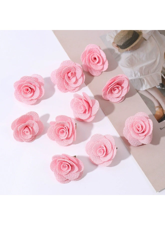 مجموعة من 20 مشبك شعر مزينة بأشكال زهور صغيرة حمراء ووردية - Image 3