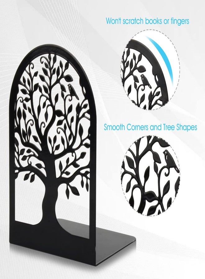 HappyHapi Book Ends, Metal Bookends for Shelves Decorative, Tree Stopper for Heavy Books, Black Ends to Hold Books for Home Office, 6.5 X 4.7 X 3.5 Inch(3 Pairs/6 Pcs, Large) - Image 3