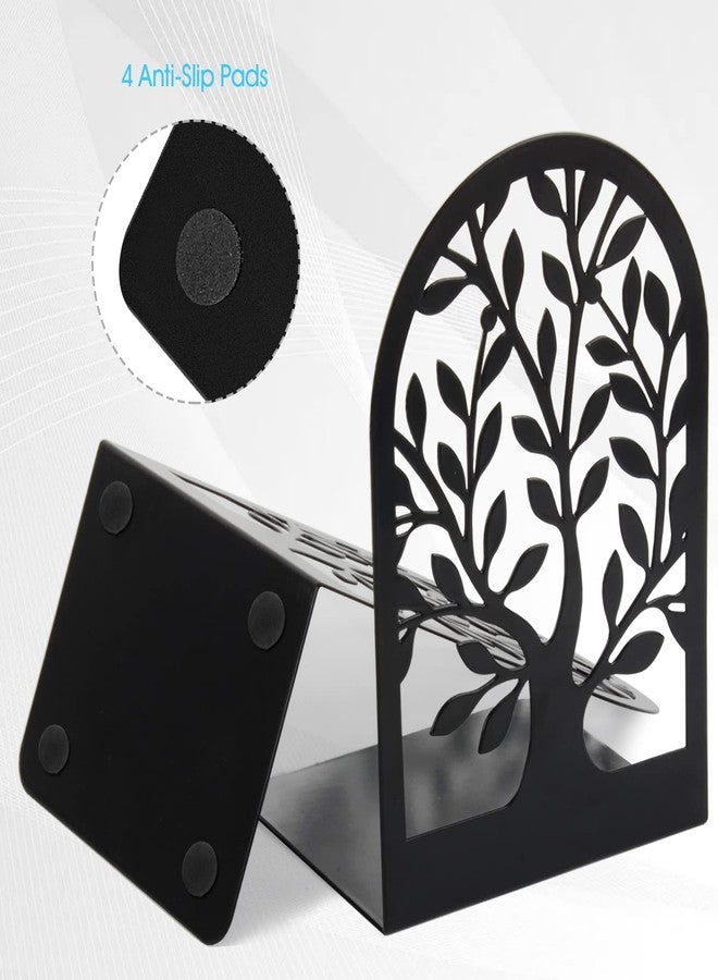 HappyHapi Book Ends, Metal Bookends for Shelves Decorative, Tree Stopper for Heavy Books, Black Ends to Hold Books for Home Office, 6.5 X 4.7 X 3.5 Inch(3 Pairs/6 Pcs, Large) - Image 4