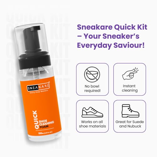 SNEAKARE Quick Shoe Foam Cleaner | Contains 1 x 150ml Foam Shoe Cleaner | Sneaker Cleaning Kit | Suitable for Sneakers, Nubuck, Leather, Suede & Sport Shoes - Image 4