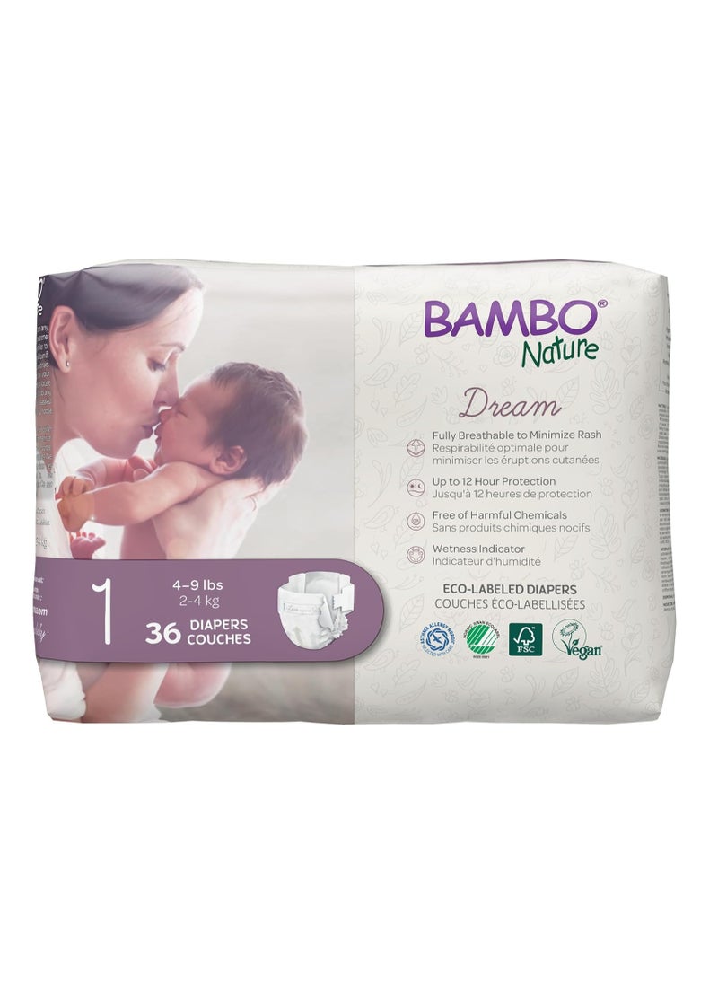 BAMBO NATURE Bambo Nature Eco-Friendly Diapers -Size 1, 2-4Kg - 36Diapers 