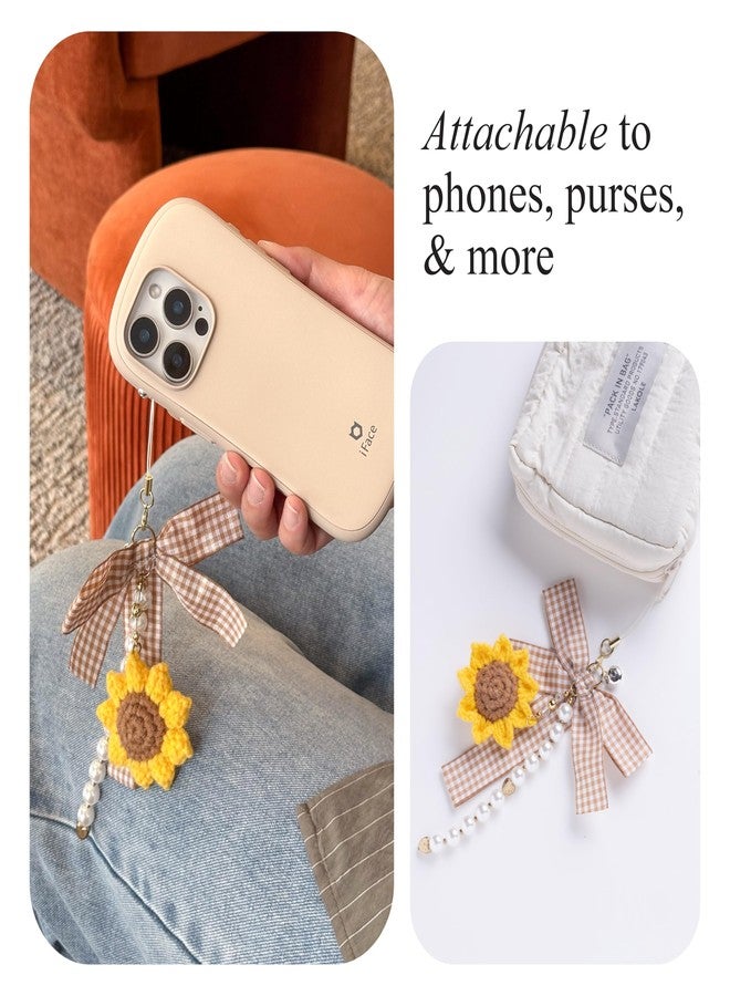iFace Phone Charm Accessory - Cute Chain Aesthetic Decor Y2K for Phone Bag Keychain Airpods Camera Pendants - For Apple, Samsung, Google Pixel & More [Knitted Sunflower] - Image 3