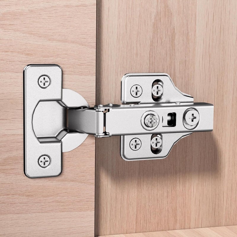 Luokim HS 4pcs 110 Degree Frameless Cabinet Door Concealed Hinges - Full Overlay Nickel Plated - Image 2