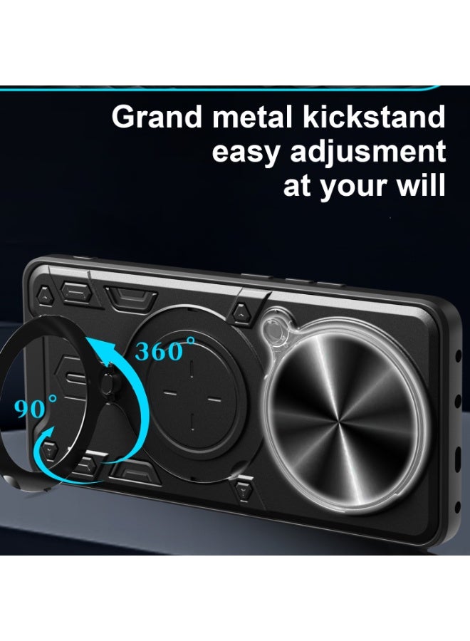 SanHu for realme 14 Pro 5G Case, Slide Camera Lens Cover, Magnetic Ring Holder Kickstand Protective Phone Case for realme 14 Pro 5G, Black - Image 5