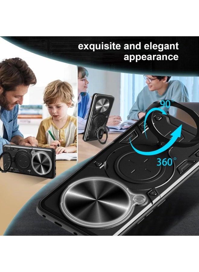 SanHu for realme 14 Pro 5G Case, Slide Camera Lens Cover, Magnetic Ring Holder Kickstand Protective Phone Case for realme 14 Pro 5G, Black - Image 4