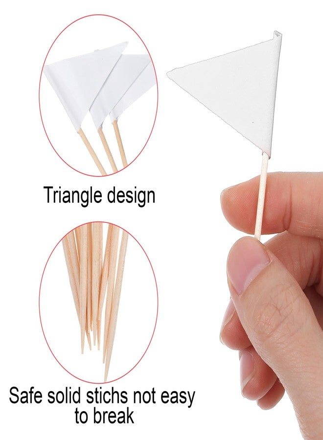 Ymapinc 100 Pcs White Flag Cupcake Topper Sticks, Mini Golf Flags Toothpicks for Fruit Salad Masters Party Decorations, Blank White Cupcake Toppers for Appetizers - Image 3