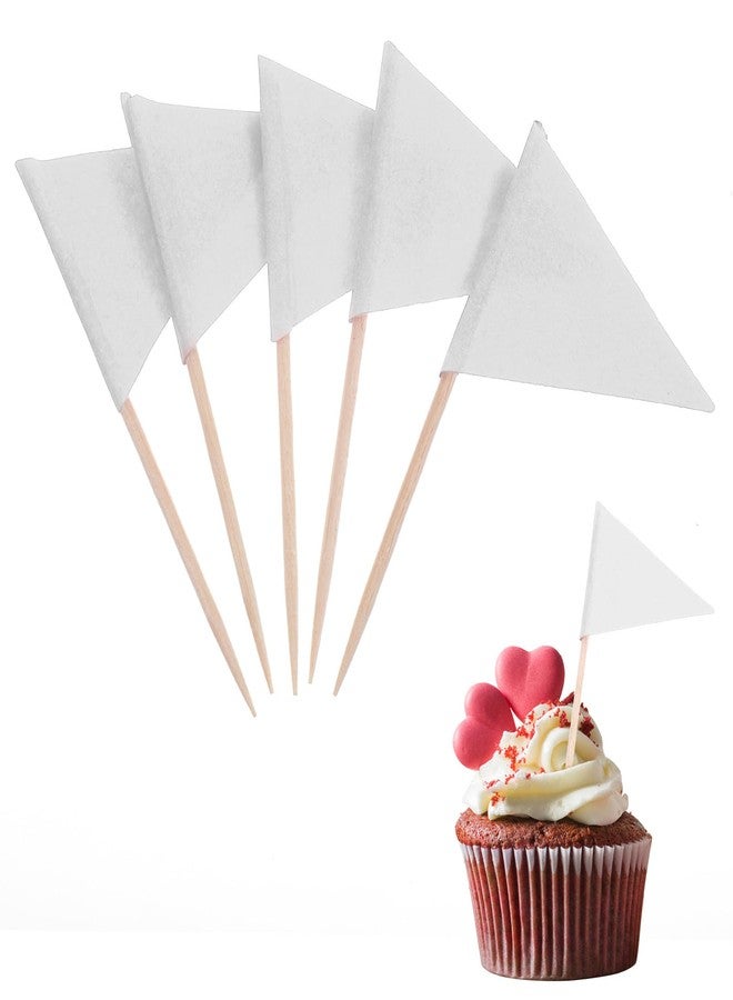 Ymapinc 100 Pcs White Flag Cupcake Topper Sticks, Mini Golf Flags Toothpicks for Fruit Salad Masters Party Decorations, Blank White Cupcake Toppers for Appetizers - Image 1
