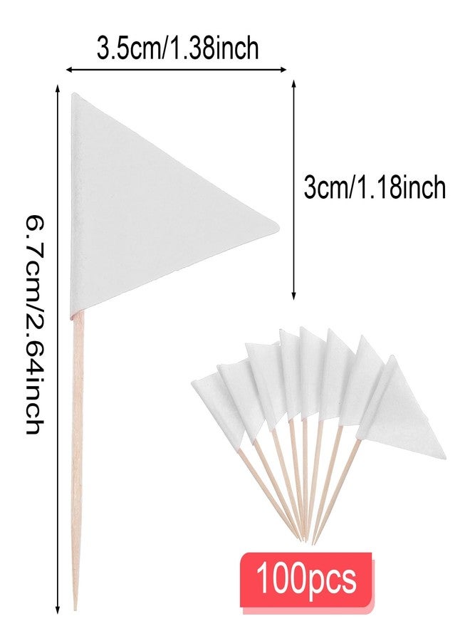 Ymapinc 100 Pcs White Flag Cupcake Topper Sticks, Mini Golf Flags Toothpicks for Fruit Salad Masters Party Decorations, Blank White Cupcake Toppers for Appetizers - Image 2