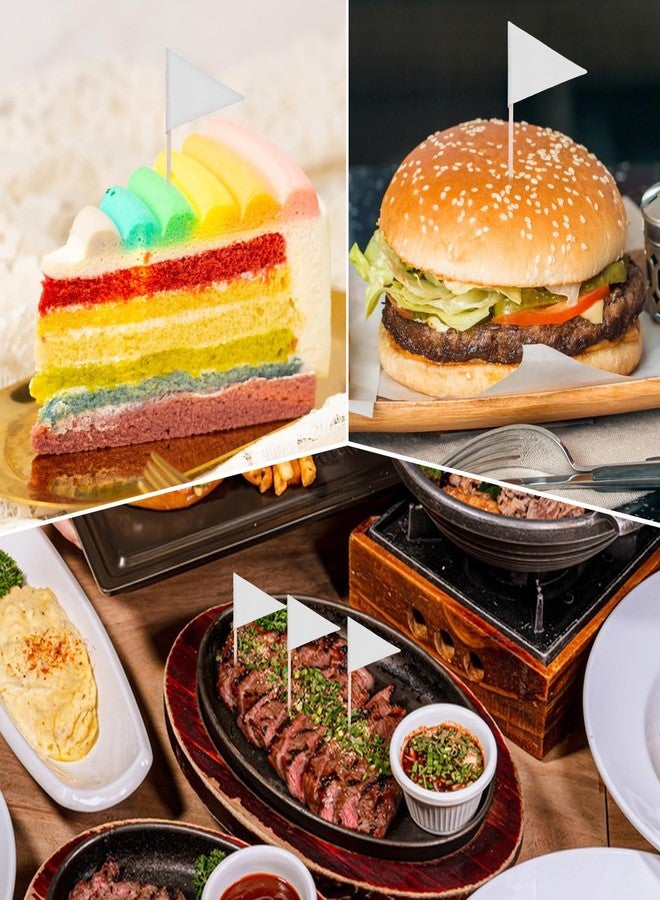 Ymapinc 100 Pcs White Flag Cupcake Topper Sticks, Mini Golf Flags Toothpicks for Fruit Salad Masters Party Decorations, Blank White Cupcake Toppers for Appetizers - Image 5