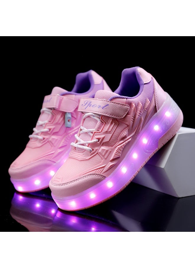 HUSK'SWARE Children's Automatic Meteor Shower Charging Roller Shoes 