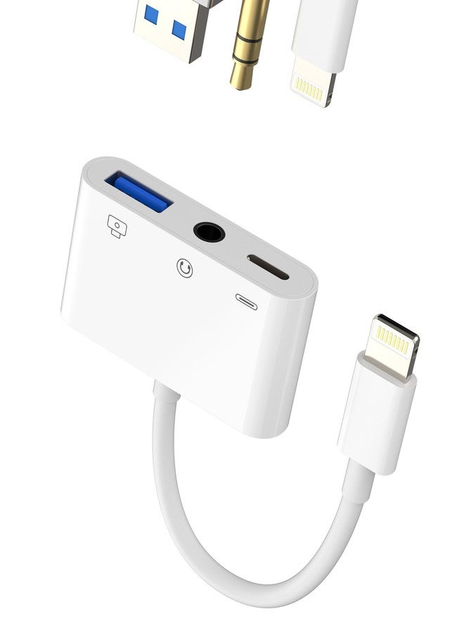 Zoyuzan 3 in 1 USB Adapter - Lightning Connector, Supports USB Camera, Card Reader, Headphones, and Bidirectional File Transfer - Image 1