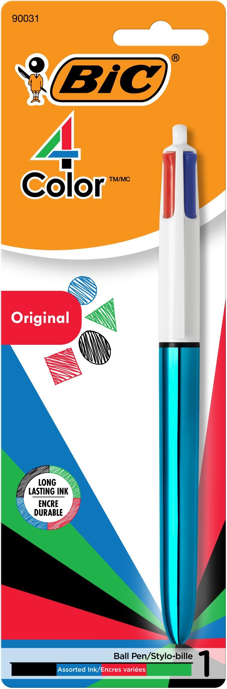 BIC 4-Color Original Retractable Ball Pens, Medium Point (1.0mm), 1-Count Pack, Retractable Ball Pen With Long-Lasting Ink (Pen barrel color may vary) - Image 2