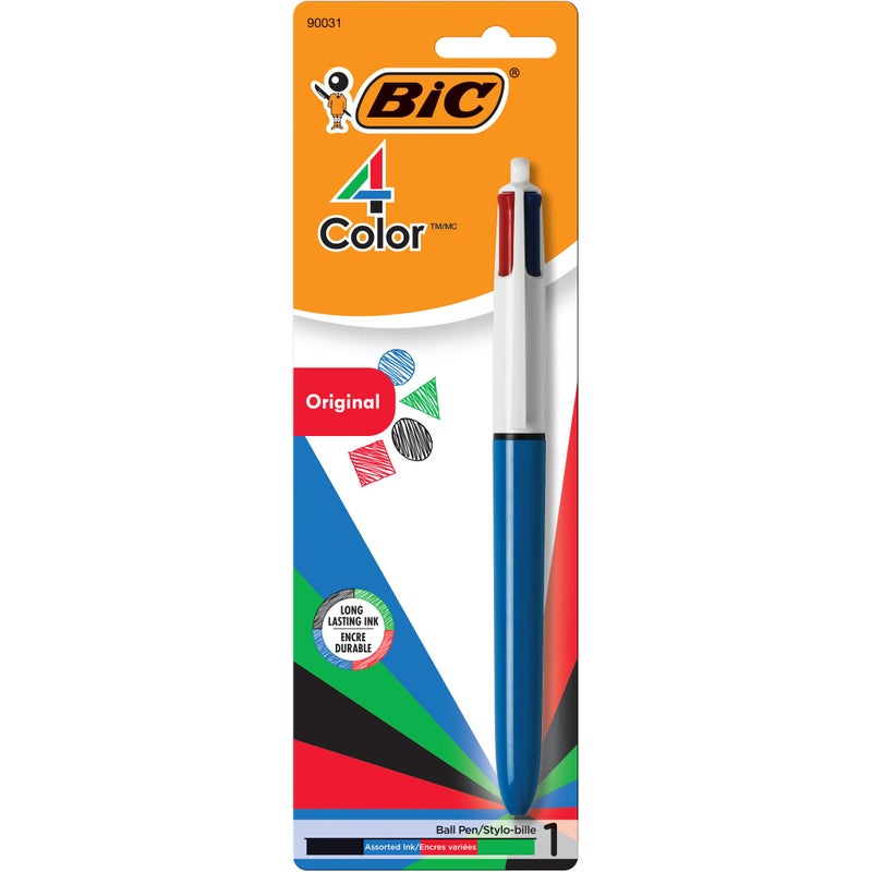 BIC 4-Color Original Retractable Ball Pens, Medium Point (1.0mm), 1-Count Pack, Retractable Ball Pen With Long-Lasting Ink (Pen barrel color may vary) - Image 1