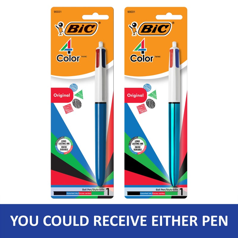 BIC 4-Color Original Retractable Ball Pens, Medium Point (1.0mm), 1-Count Pack, Retractable Ball Pen With Long-Lasting Ink (Pen barrel color may vary) - Image 3
