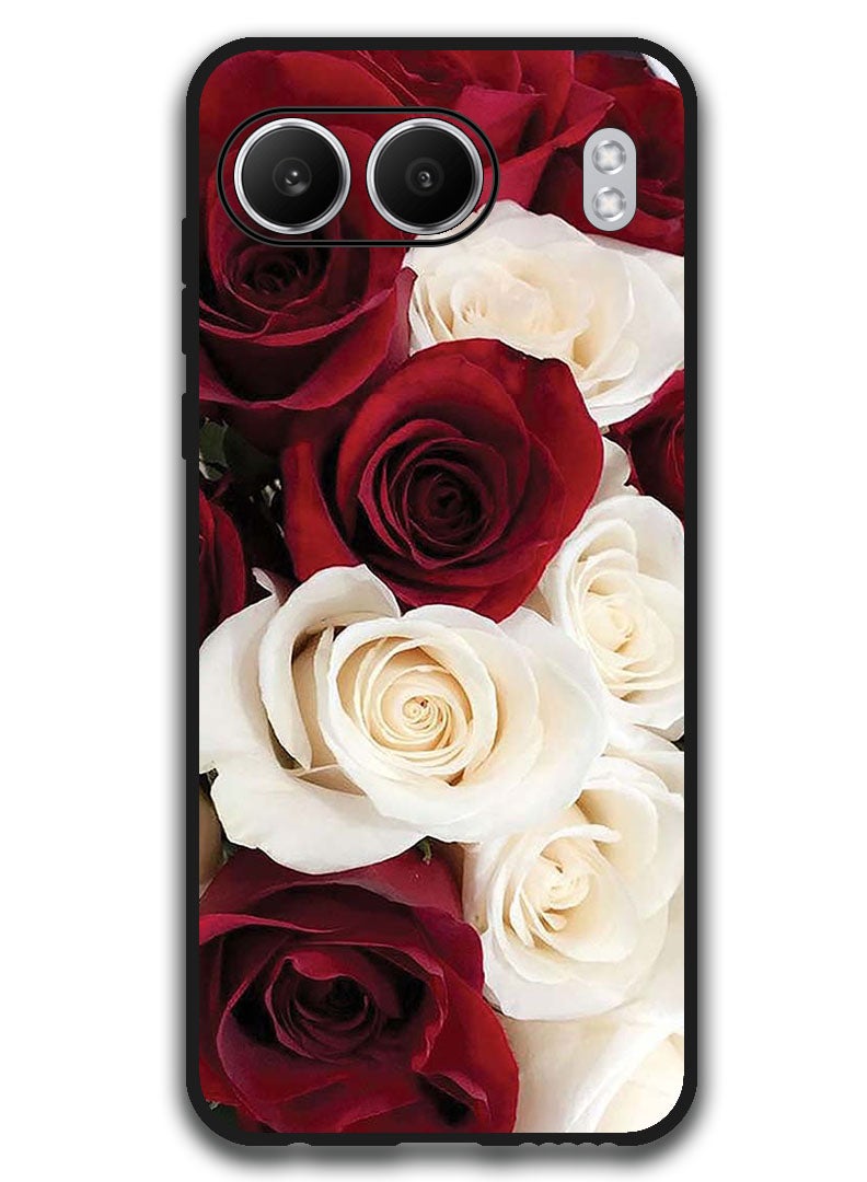 Theodor Protective Case Anti Scratch Shock Proof Bumper Cover For OnePlus Nord 4 White & Red Flower - Image 1
