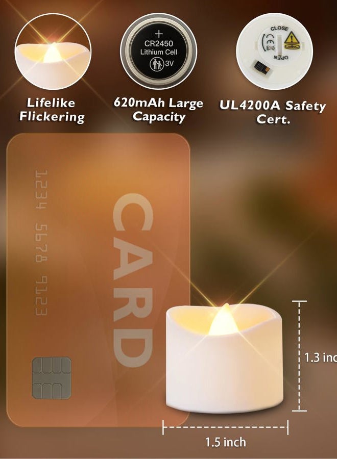 Homemory 48-Pack Novelty Flickering Flameless Tea Lights Candles, 200+Hours Battery-Operated LED Fake Candles for Wedding Table Centerpieces,Proposal,Anniversary, White Base, Ø1.5'' × H1.3'' - Image 2