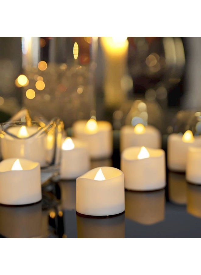 Homemory 48-Pack Novelty Flickering Flameless Tea Lights Candles, 200+Hours Battery-Operated LED Fake Candles for Wedding Table Centerpieces,Proposal,Anniversary, White Base, Ø1.5'' × H1.3'' - Image 1