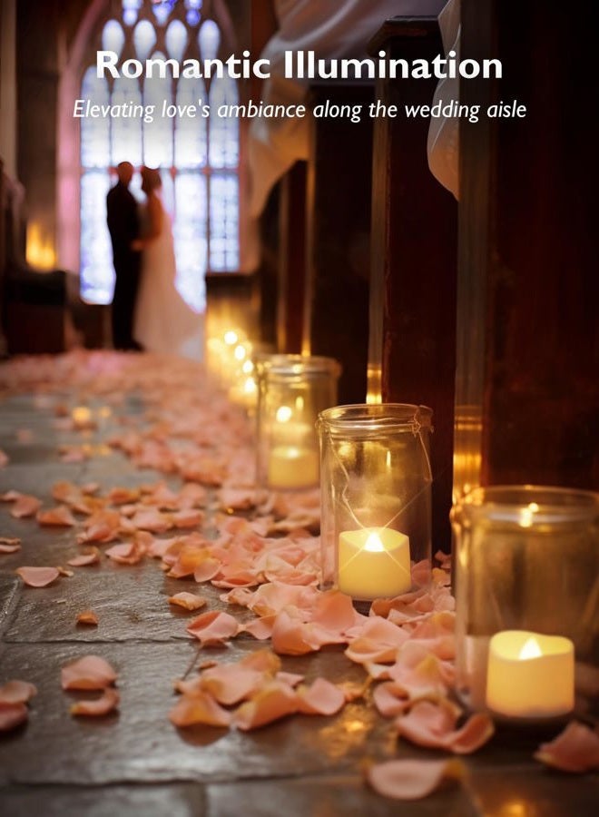 Homemory 48-Pack Novelty Flickering Flameless Tea Lights Candles, 200+Hours Battery-Operated LED Fake Candles for Wedding Table Centerpieces,Proposal,Anniversary, White Base, Ø1.5'' × H1.3'' - Image 4