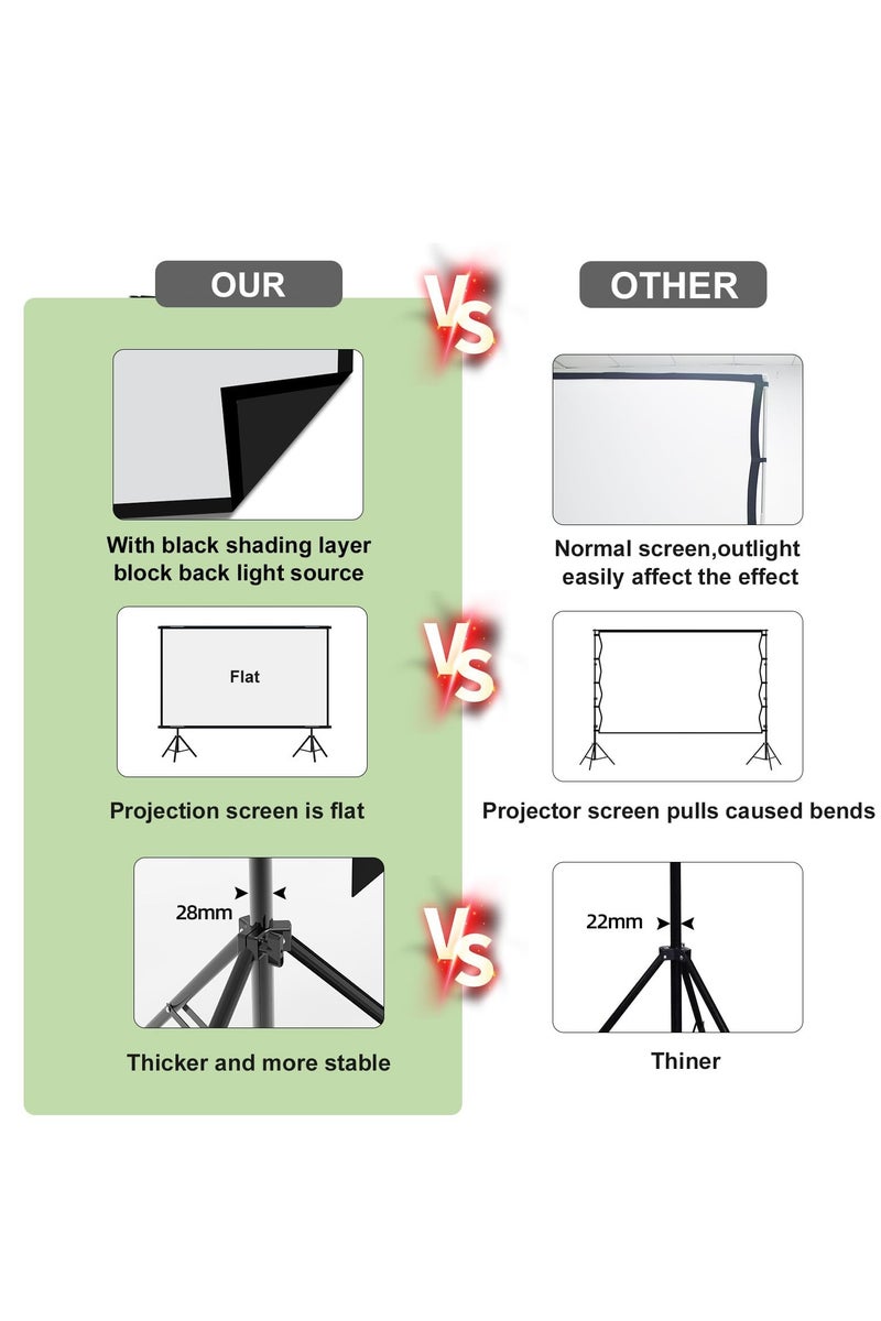 Flash Hawk 2025 Upgraded 100inch Projector Screen for Daylight Viewing, Indoor Outdoor Portable 16:9 4K HD Movie Screen with Carry Bag  - Image 4