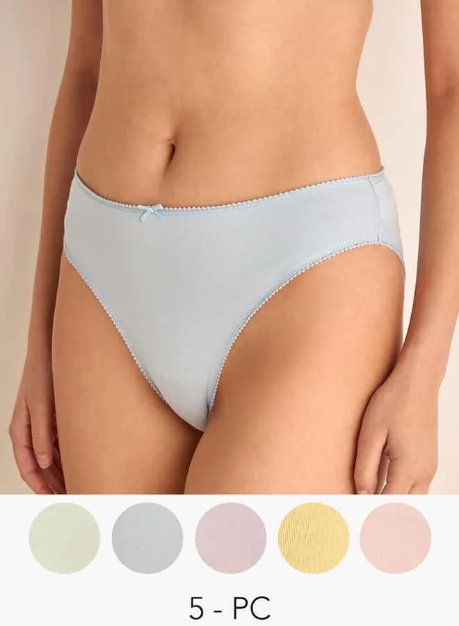Splash FAV Set of 5 - Lace Trim Bikini Briefs with Bow Applique