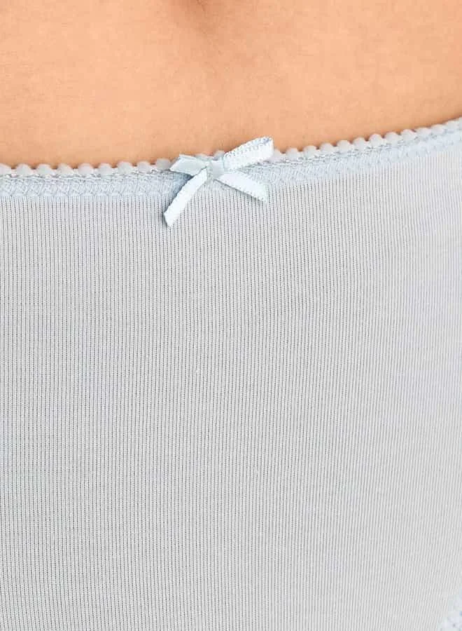 Splash FAV Set of 5 - Lace Trim Bikini Briefs with Bow Applique
