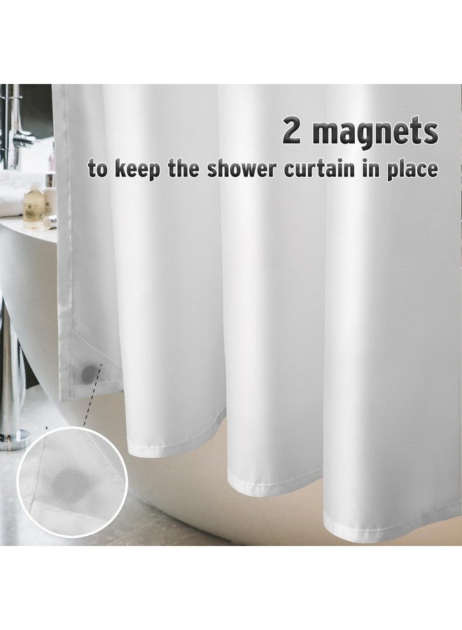 Titanker Fabric Shower Curtain Liner Washable, 72 x 65 Inches, White Shower Liner Fabric with 2 Magnets, Bathroom Polyester Shower Liner Waterproof Soft Lightweight, White - Image 4