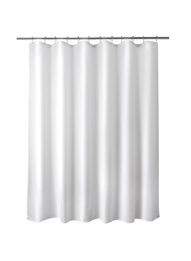 Titanker Fabric Shower Curtain Liner Washable, 72 x 65 Inches, White Shower Liner Fabric with 2 Magnets, Bathroom Polyester Shower Liner Waterproof Soft Lightweight, White - Image 1