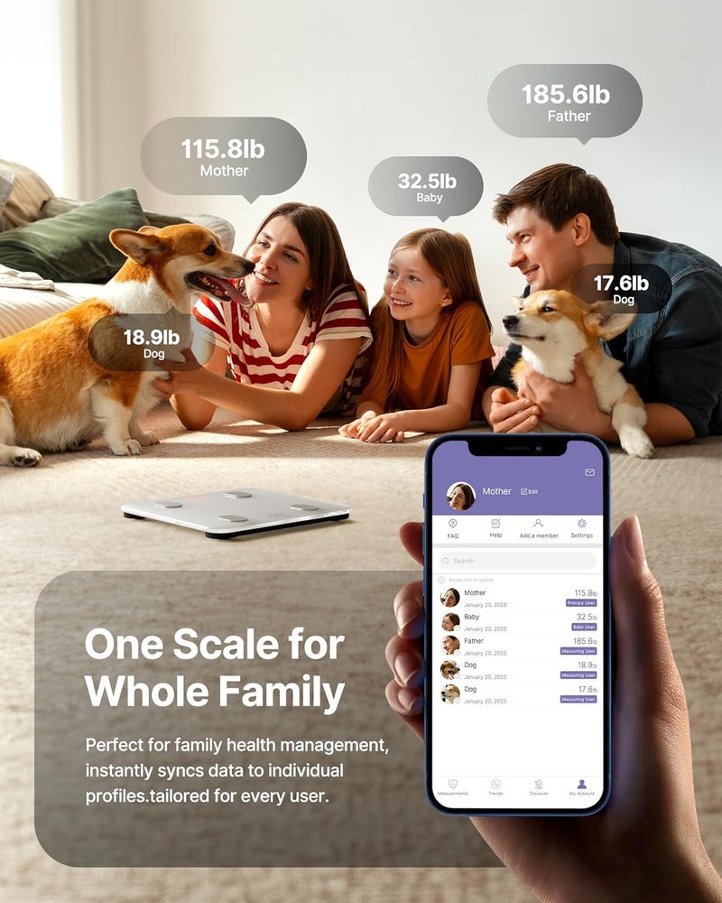 FITINDEX ميزان FITINDEX الذكي لقياس الوزن مع تحليل تكوين الجسم BMI نسبة الدهون في الجسم كتلة العضلات بلوتوث 13 400 رطل أبيض - Image 5