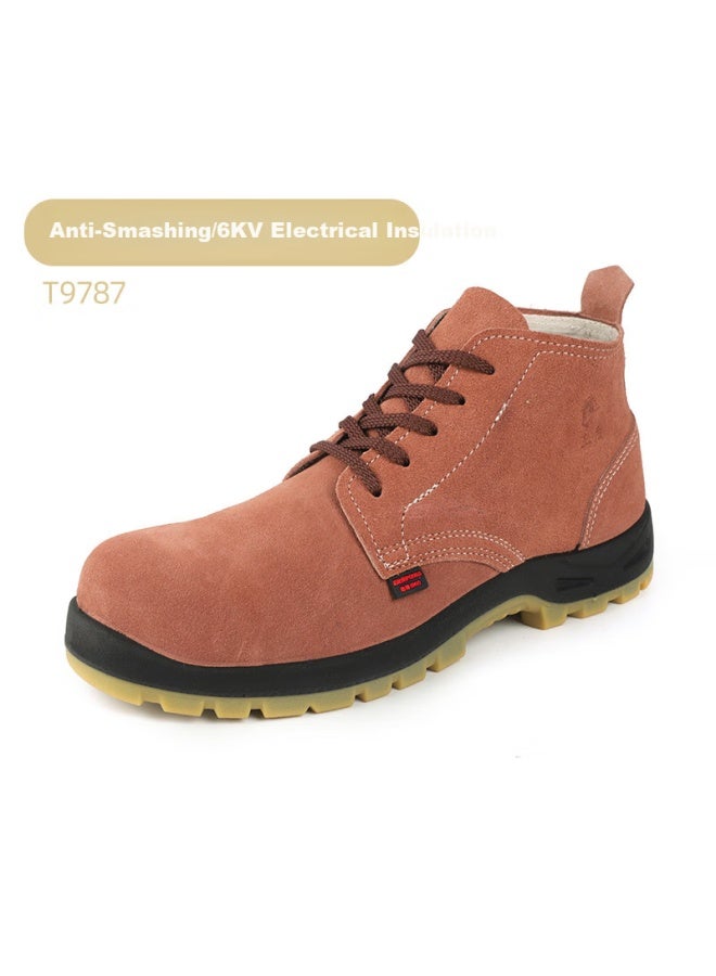 Shield King Shield King Genuine Leather Anti-smashing Ulated Labor Protection Shoes High-top Cowhide Sole Welding Work Safety Shoes Wear-resistant 9787 Safety Shoes Size 43  - Image 2
