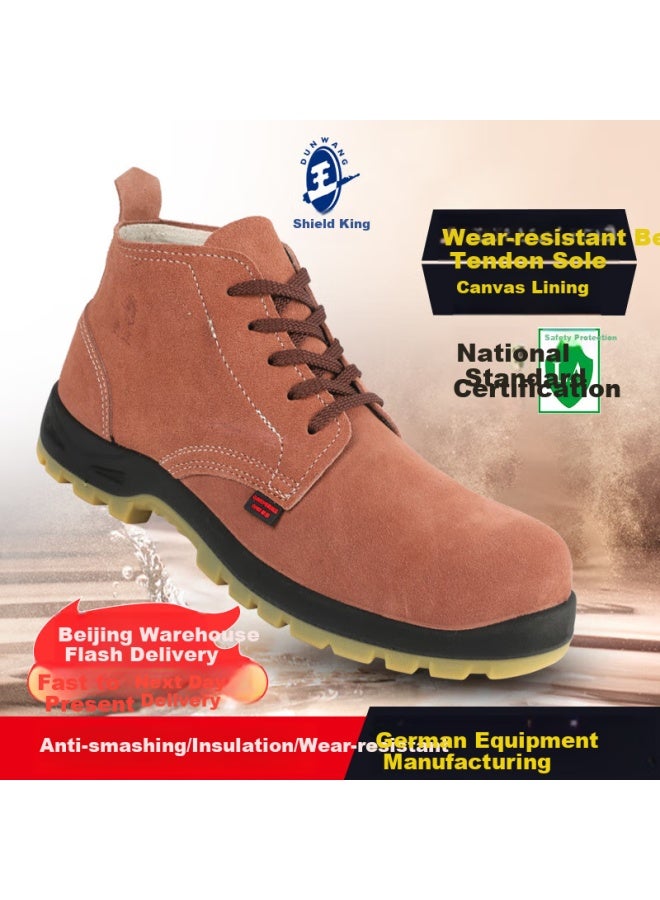 Shield King Shield King Genuine Leather Anti-smashing Ulated Labor Protection Shoes High-top Cowhide Sole Welding Work Safety Shoes Wear-resistant 9787 Safety Shoes Size 43  - Image 1