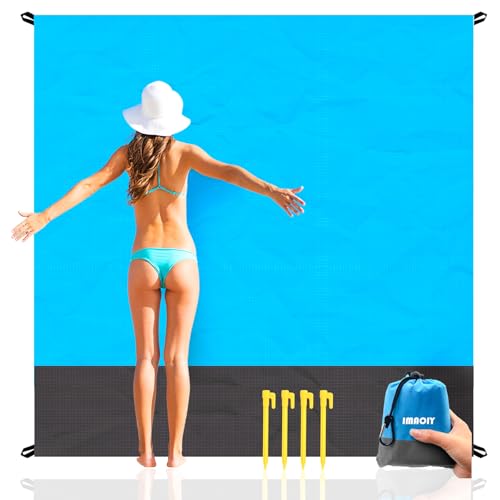 iMaoiy Beach Blanket Sandproof Waterproof Beach Essentials Extra Large Beach Mat 79 x 55 Oversized Durable Outdoor Picnic Mat Storage Bag for 14 Adults Beach Accessories for Travel Camping Hiking - Image 1