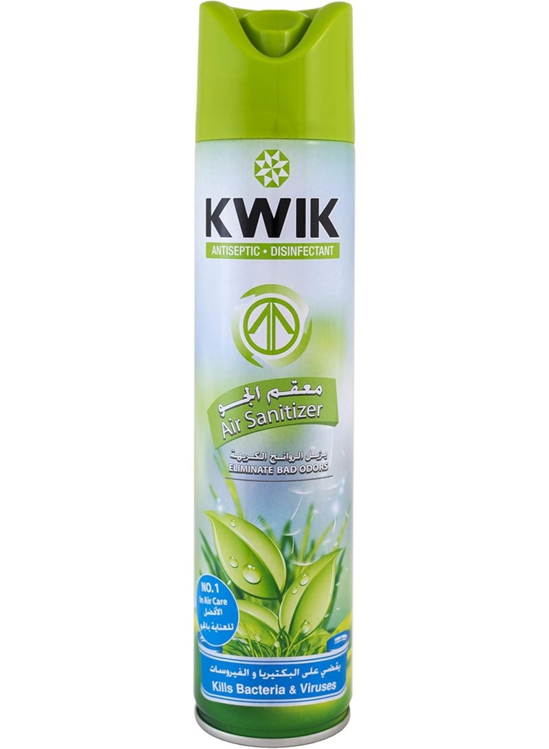 Kwik Antiseptic Air Sanitizer & Disinfectant Spray 300ml Kills 99.9% of Bacteria & Viruses Eliminates Odors Fresh Green Scent - Image 1