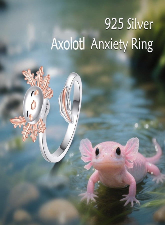 Vadmans Axolotl Fidget Spinner Ring Sterling Silver Adjustable Axolotl Ring Anti Stress Jewelry Gift for Women - Image 3