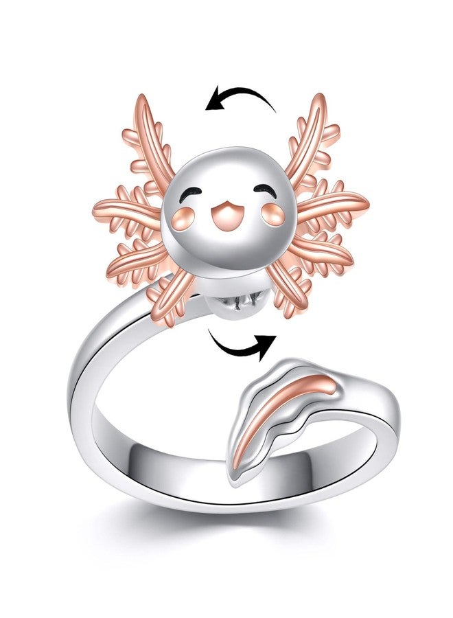 Vadmans Axolotl Fidget Spinner Ring Sterling Silver Adjustable Axolotl Ring Anti Stress Jewelry Gift for Women - Image 1