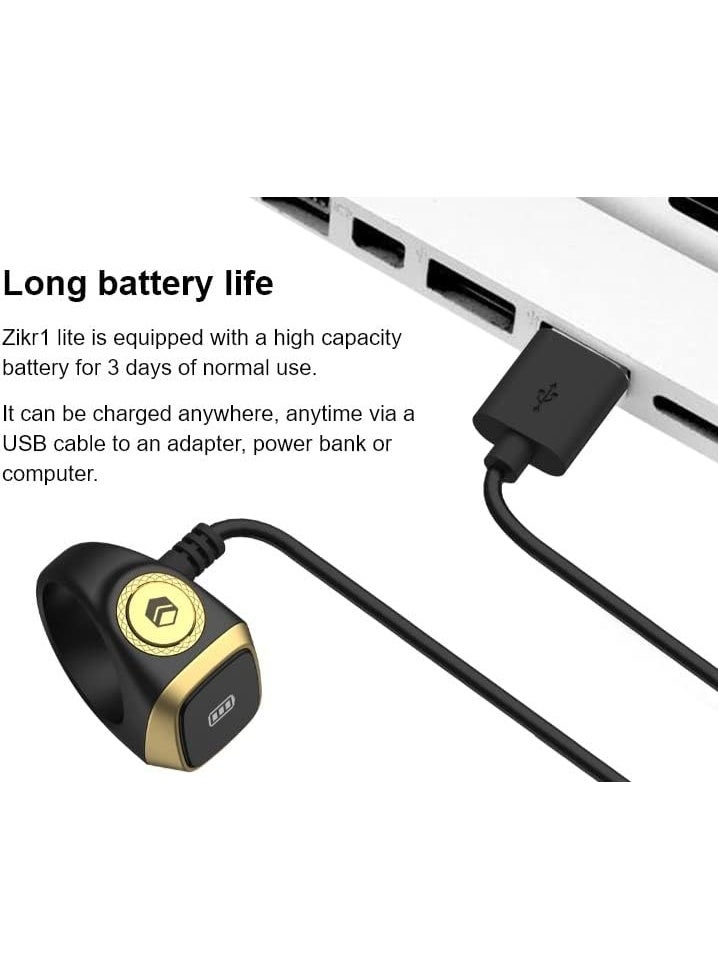 Smart Tasbeeh Ring – Digital Counter, Black, Prayer Time Reminder, OLED Screen, Flexible Digital Ring with Charging Case - Image 5