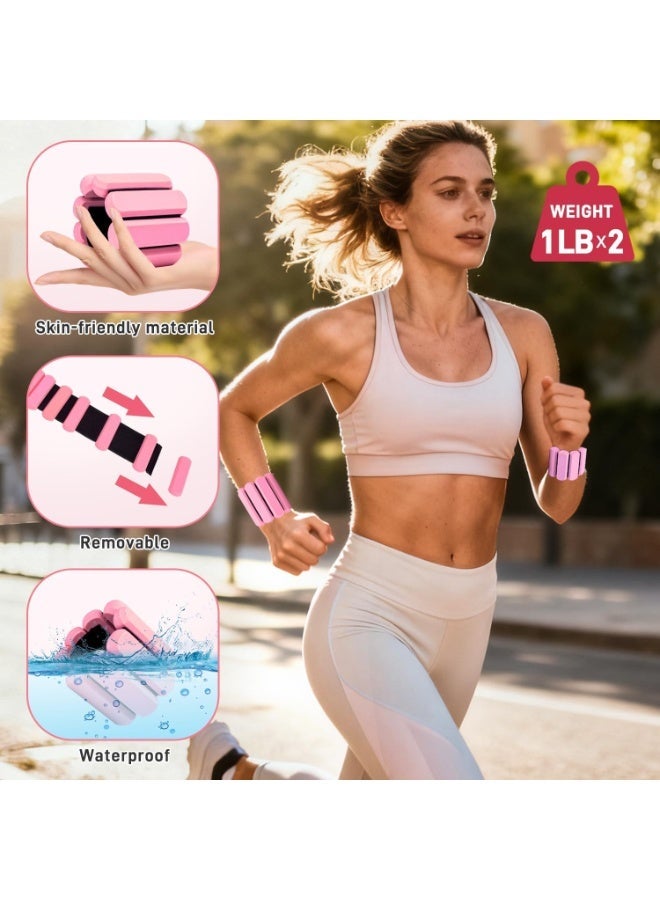 WALALLA 15 PCS Pilates Set for Women with Pilates Ring, Resistance Bands, Pilates Ball, Ankle Weights, Figure 8 Band, Yoga Strap, Non Slip Socks, Home Workout Yoga Fitness Kit Pink - Image 3