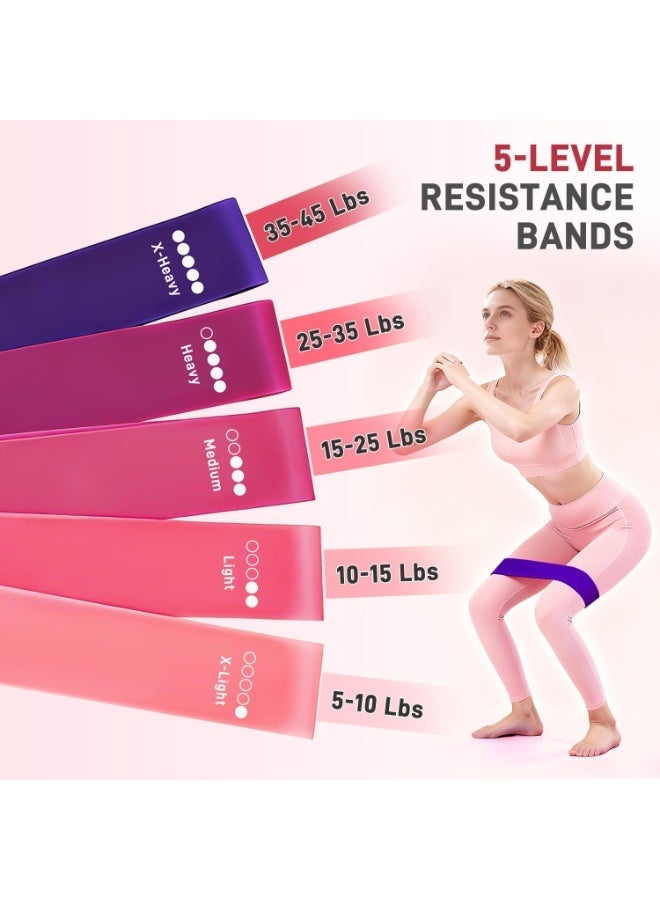 WALALLA 15 PCS Pilates Set for Women with Pilates Ring, Resistance Bands, Pilates Ball, Ankle Weights, Figure 8 Band, Yoga Strap, Non Slip Socks, Home Workout Yoga Fitness Kit Pink - Image 5