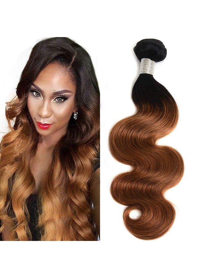 AUTTO Ombre Human Hair Bundles Brazilian 1b30 Two Tone Ombre Body Wave Human Hair One Bundle 20inch 100 Unprocessed Virgin Hair Bundles Weaves Extensions for Women - Image 2