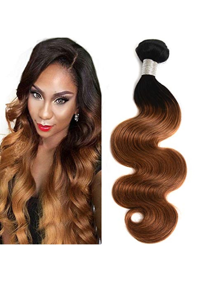 AUTTO Ombre Human Hair Bundles Brazilian 1b30 Two Tone Ombre Body Wave Human Hair One Bundle 20inch 100 Unprocessed Virgin Hair Bundles Weaves Extensions for Women - Image 1