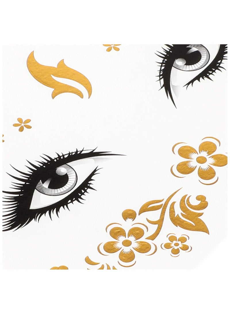 قوس قزح أورينبو 8 أوراق وشم وجه، وشم مؤقت معدني، مجوهرات وجه مقاومة للماء للنساء والفتيات، مكياج، حفلات راقصة، وشم ذهبي لامع، دموع، فراشة - Image 3