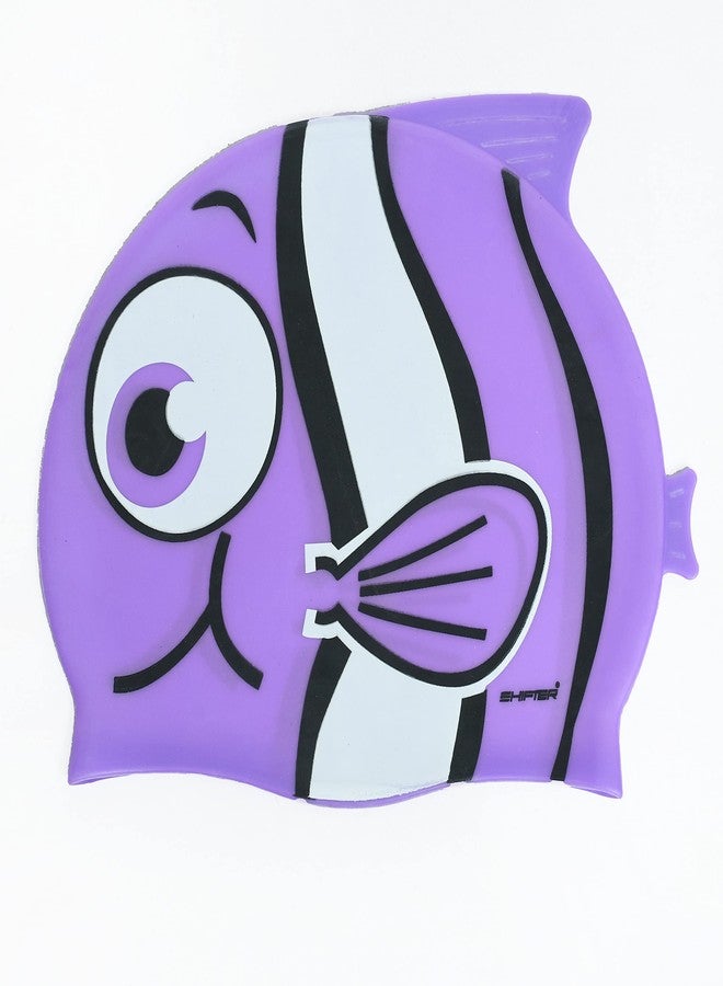 SHIFTER Kids Swimming Combo Set KIT Fish Shape Cap with Premium Anti Fog Swimming Goggle, EARPLUGS Set & NOSEPLUG for Boys and Girls Junior Size (Purple) - Image 5