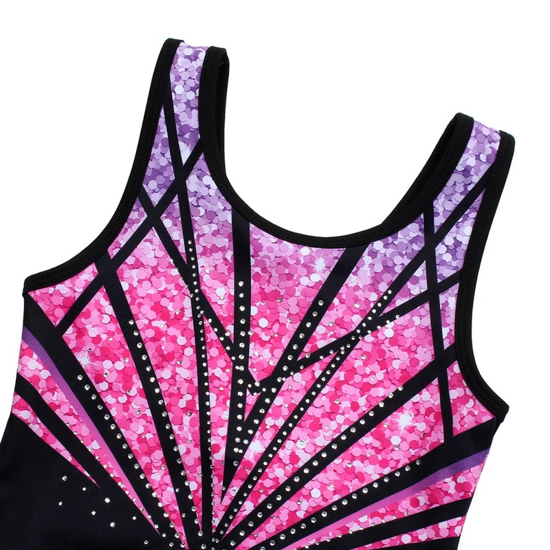 JOYSTREAM Gymnastics Leotards for Girls With Shorts Sparkly Ballet Dance Activewear Flowery Sequin,6-7Years - Image 3