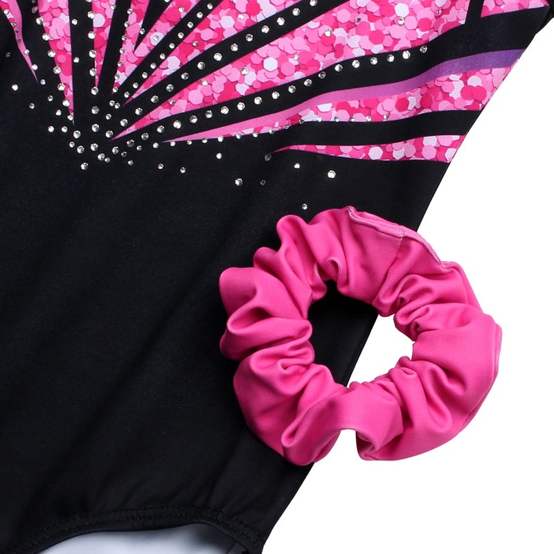 JOYSTREAM Gymnastics Leotards for Girls With Shorts Sparkly Ballet Dance Activewear Flowery Sequin,6-7Years - Image 4