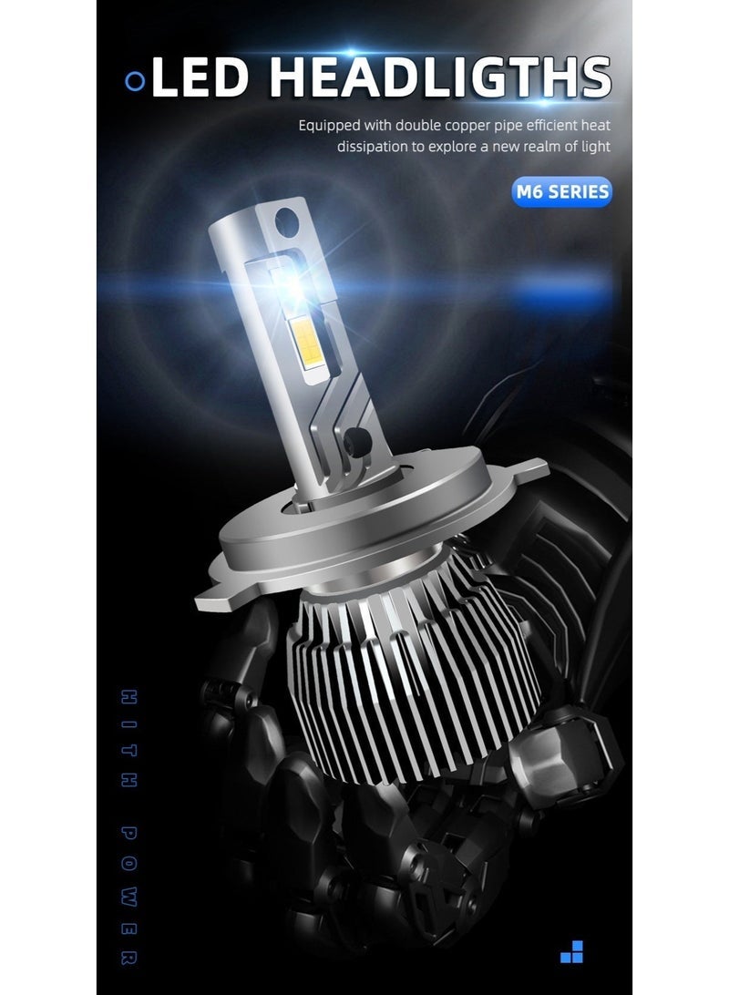 general Two-piece H7 LED headlight bulb set, 65W 6500K 12000LM, high and low beam halogen bulb replacement, cool white light, plug and play, with cooling fan. - Image 2