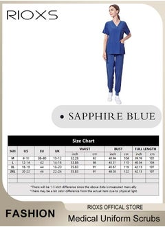 RIOXS Unisex Scrub Medical Uniform, Women And Men Scrubs Set, Short Sleeve Top And Pants, Medical Scrubs Coat Scrubs Pant For Dental Laboratory  - Image 4