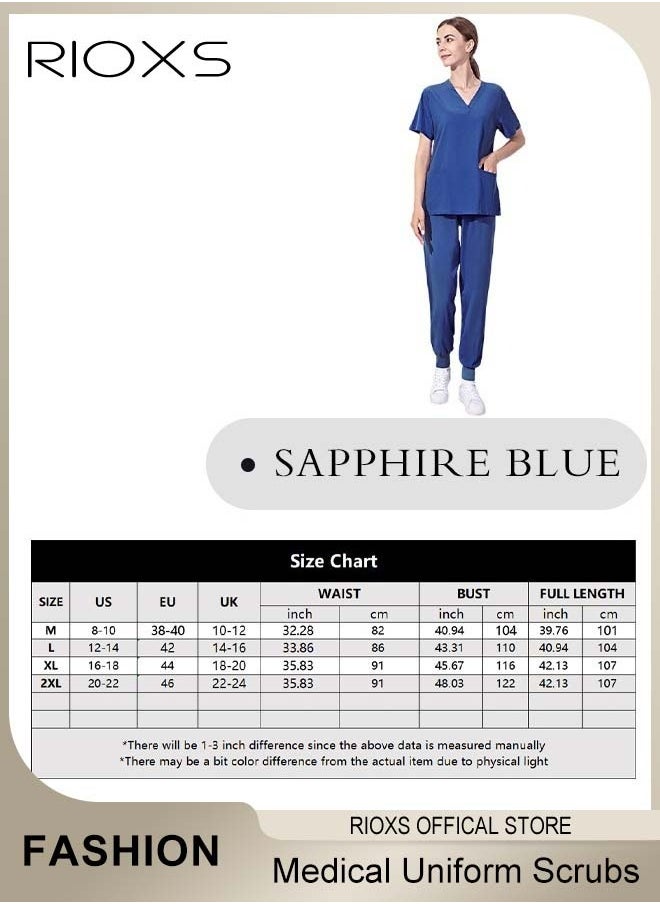 RIOXS Unisex Scrub Medical Uniform, Women And Men Scrubs Set, Short Sleeve Top And Pants, Medical Scrubs Coat Scrubs Pant For Dental Laboratory  - Image 4
