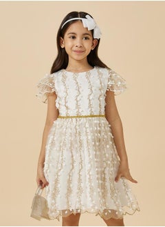 Styli Mesh Embroidered Frill Sleeve Dress  - Image 2