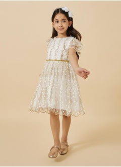 Styli Mesh Embroidered Frill Sleeve Dress  - Image 3
