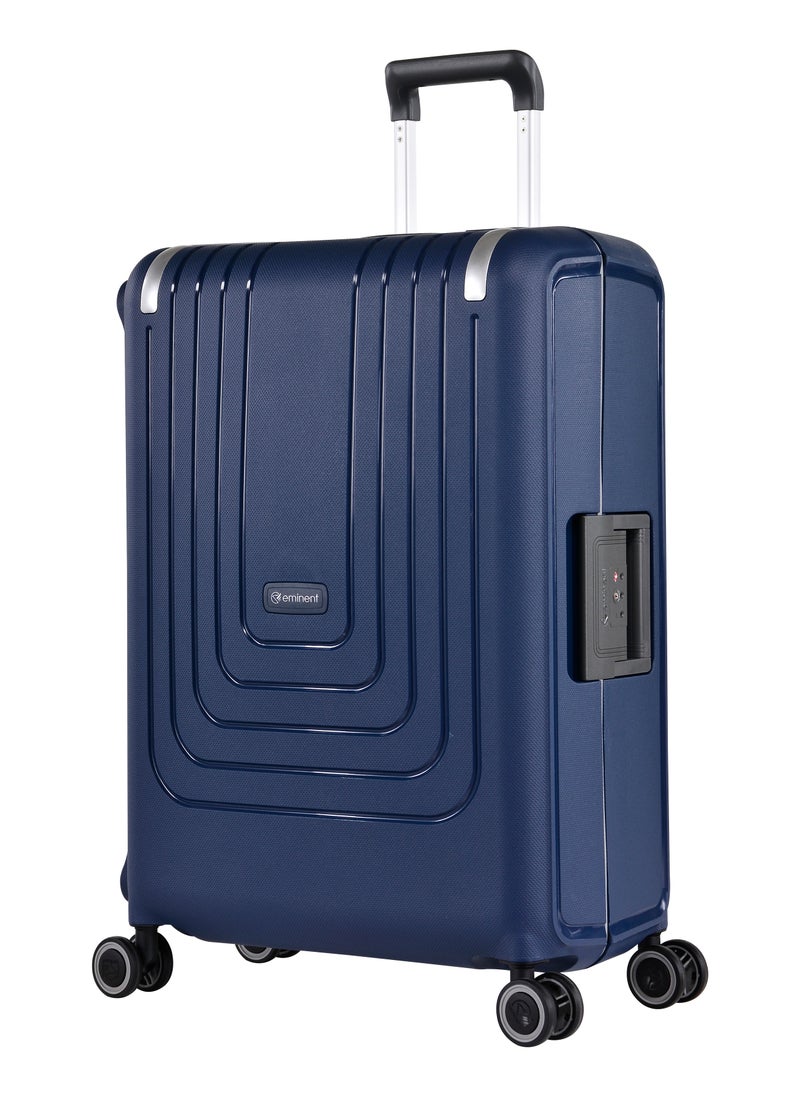 eminent Vertica Hard Case Travel Bag Luggage Trolley Polypropylene Lightweight Suitcase 4 Quiet Double Spinner Wheels With Tsa Lock B0006 Dark Blue  - Image 1