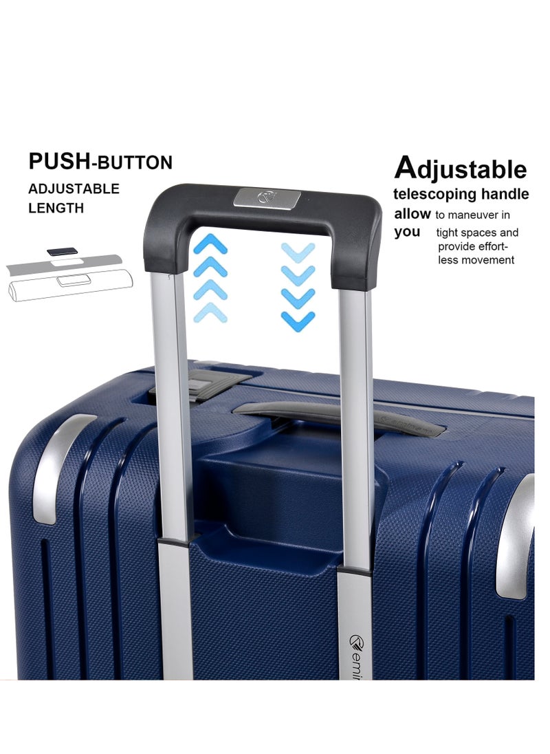 eminent Vertica Hard Case Travel Bag Luggage Trolley Polypropylene Lightweight Suitcase 4 Quiet Double Spinner Wheels With Tsa Lock B0006 Dark Blue  - Image 4